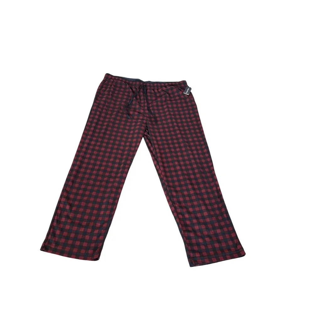 Nautica Men Red Black Buffalo Check Pajama Pants Elastic Waist Drawstring SZ XXL